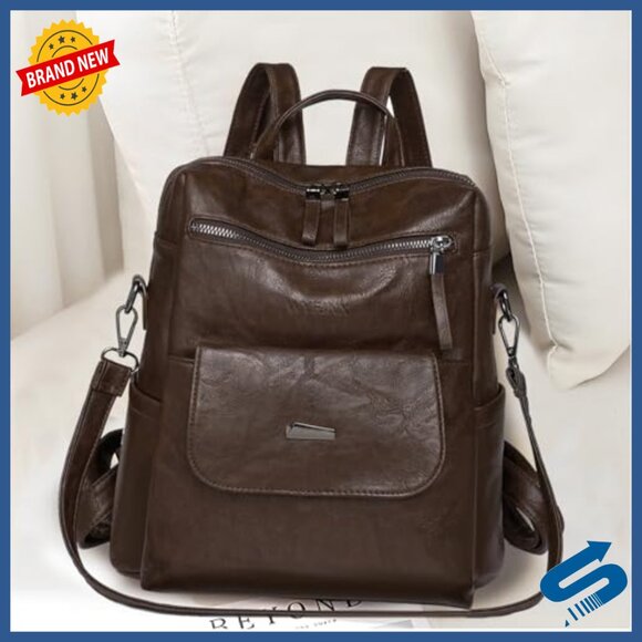 PU Leather Backpack Purse for Women Multipurpose Travel Handbag Shoulder Bag